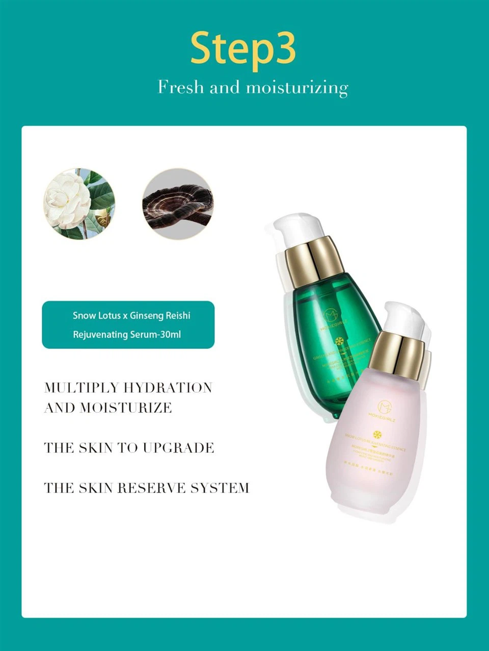 Emerald Green Bottle Amino Acid Camellia Ginseng Skin Care Set